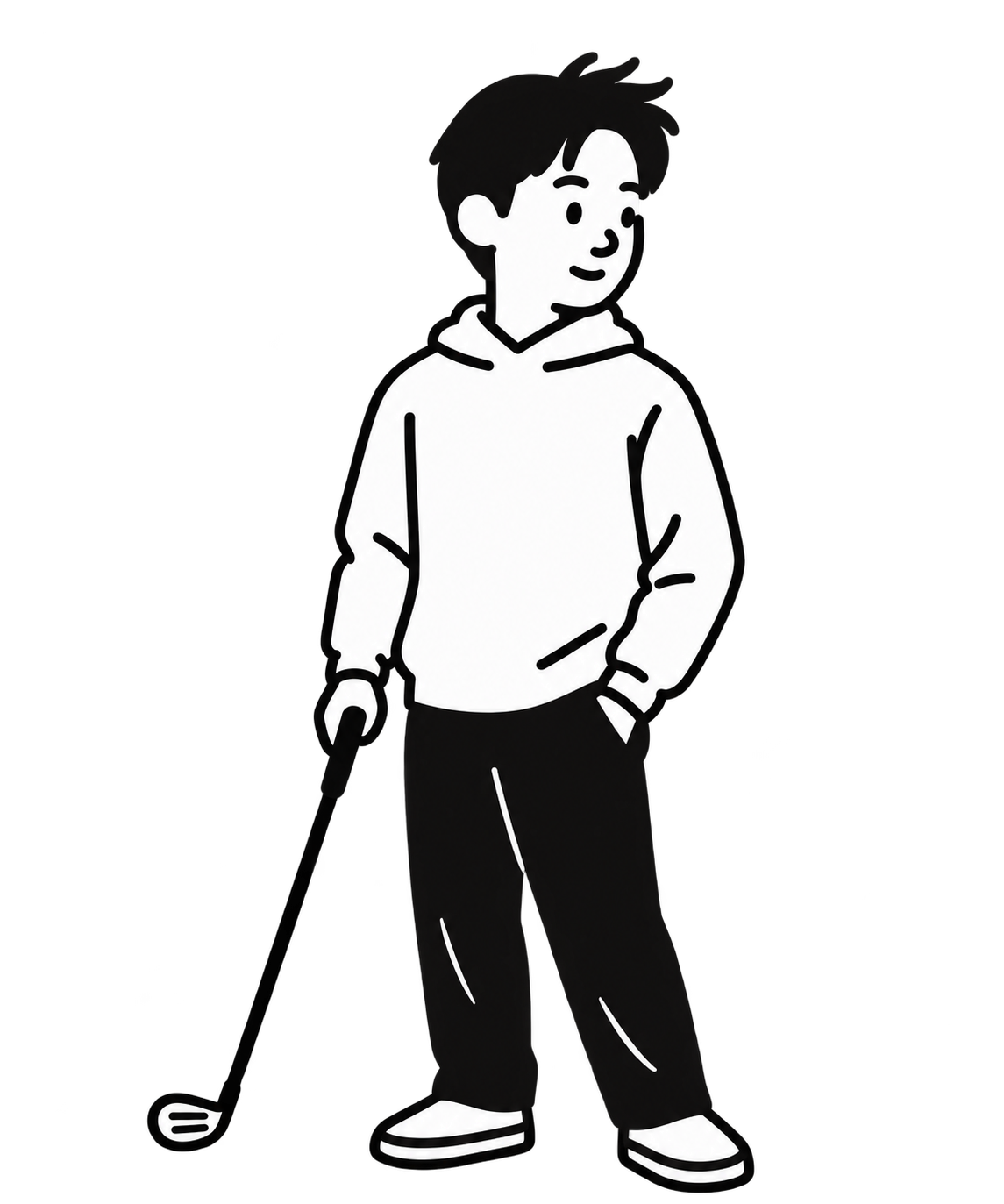A doodle of Grant holding a golf club